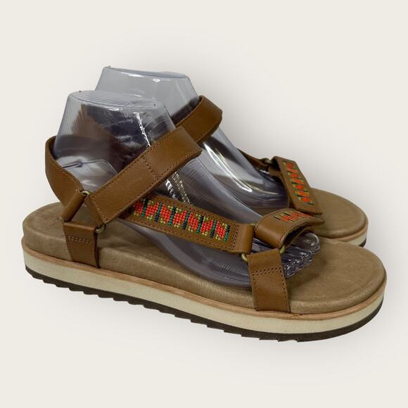 Merrell Womens Tobacco Juno Strappy Embroidered Hiking Leather Sandals size 11 - Picture 1 of 12
